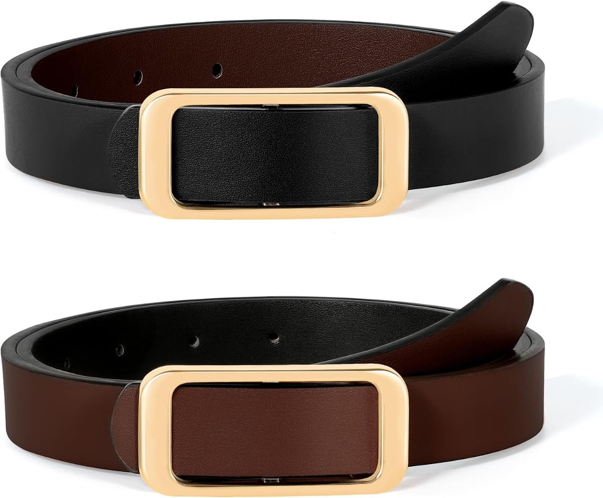 SUOSDEY Women Reversible Leather Belts for Jeans Pants Dresses Ladies Fashion Belts with Gold Buc... | Amazon (US)