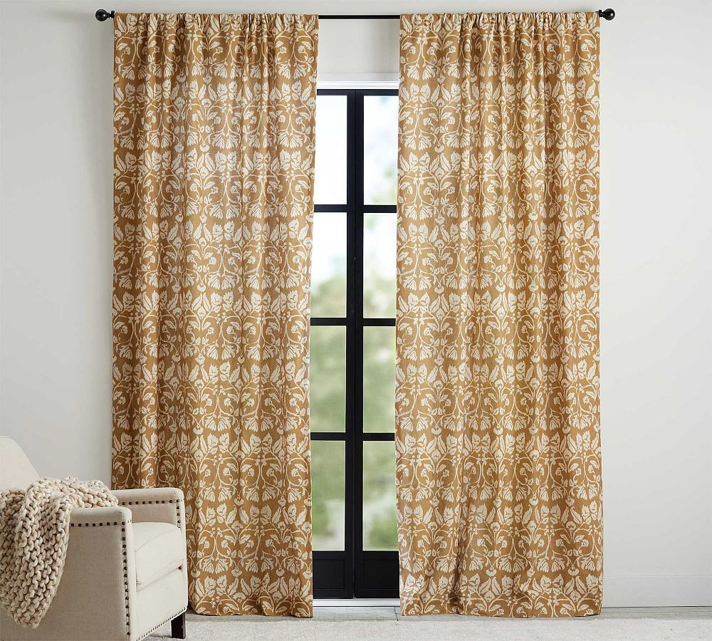 Zama Print Linen/Cotton Rod Pocket Curtain | Pottery Barn (US)