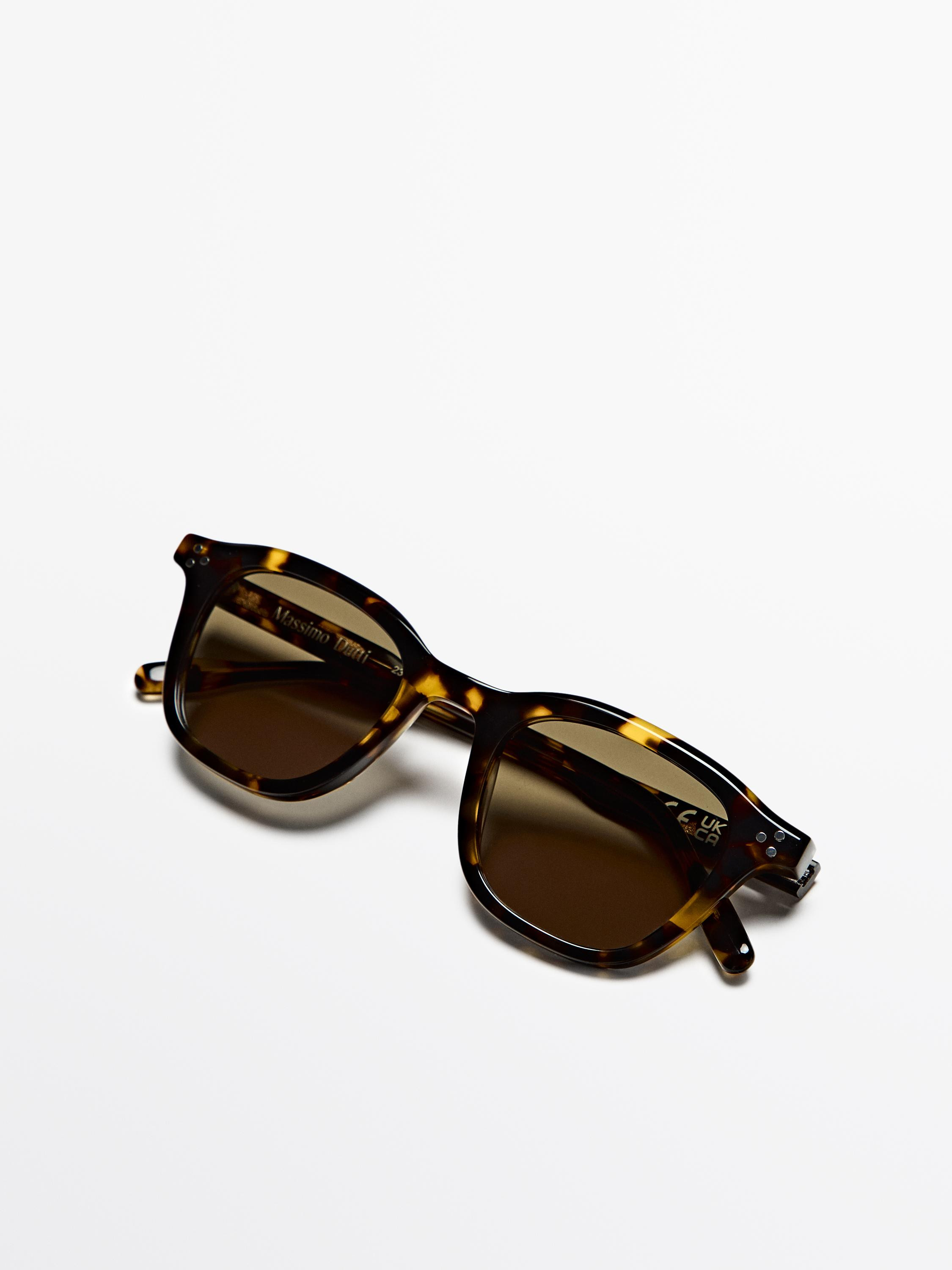 Rectangular tortoiseshell-effect sunglasses | Massimo Dutti UK