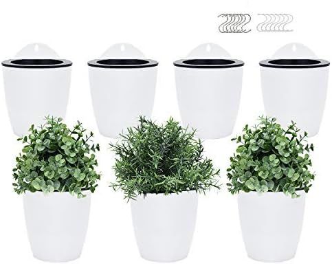 Pomeat Self Watering Hanging Planters, 7 Pack Lazy Flower Pot Wall Plant Holder for Succulents P... | Amazon (US)