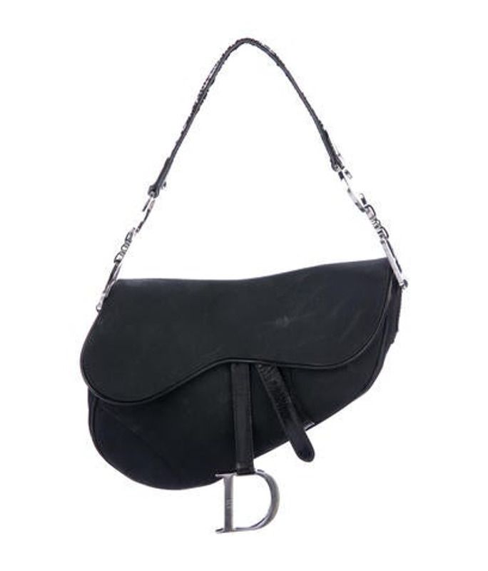 Christian Dior Leather-Trimmed Nylon Saddle Bag Black Christian Dior Leather-Trimmed Nylon Saddle Bag | The RealReal
