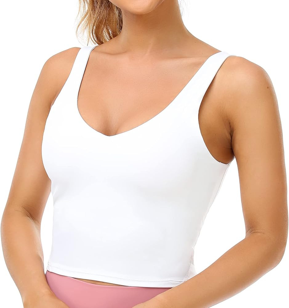 Colorfulkoala Women's Longline Sports Bras Padded Workout Crop Tank Tops | Amazon (US)