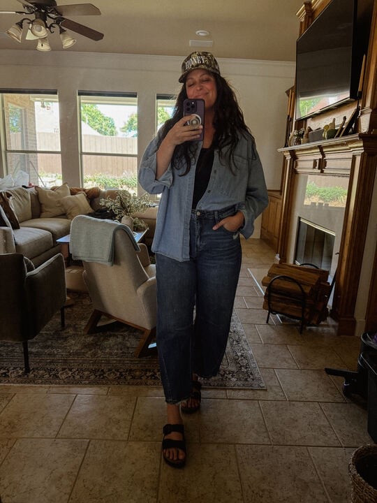 double denim, camo hat, platform Birks… honestly just vibing today 🤠 comfy > everything. 

#LTKOver40 #LTKStyleTip #LTKFindsUnder100