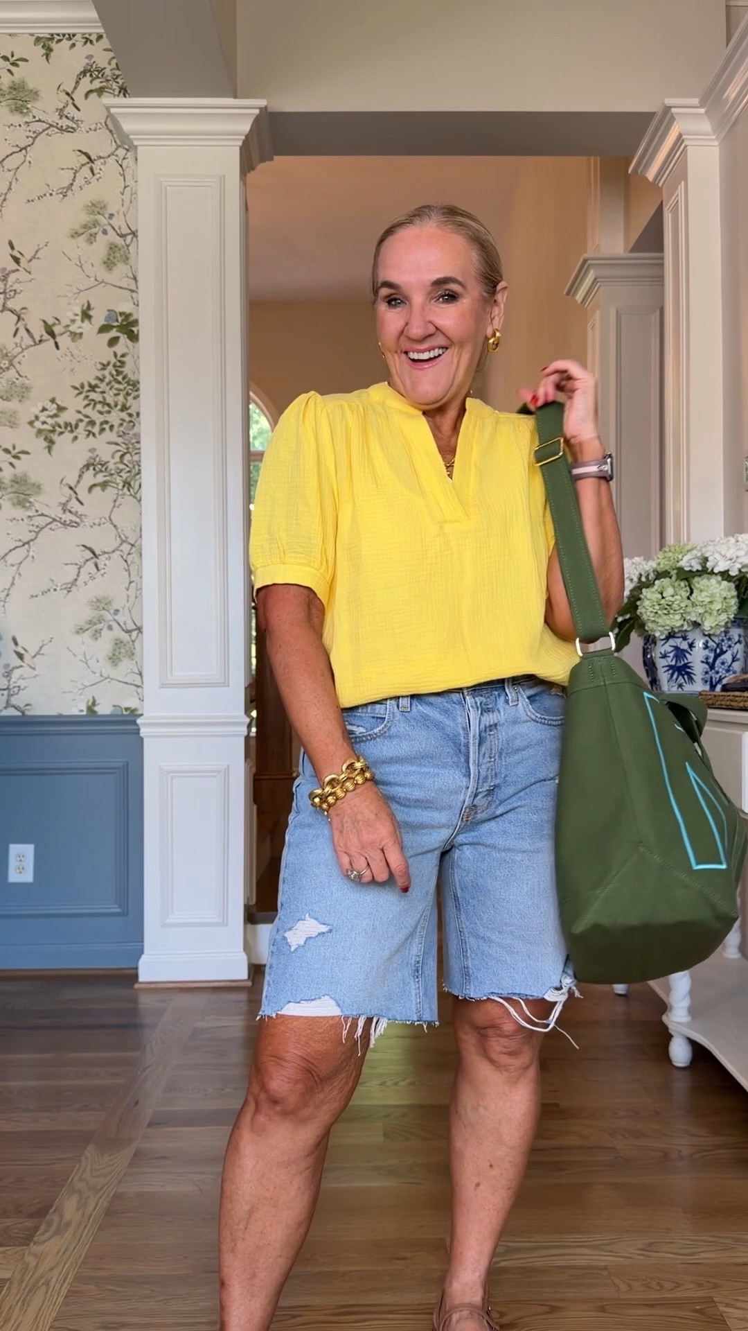 Jean shorts size 8
Yellow gauze top comes in several colors wearing a small I sized down  
Don’t miss the Julie Vos sale linking some favorites

#LTKOver40 #LTKootd #LTKPetite

#LTKOver40 #LTKootd #LTKSeasonal