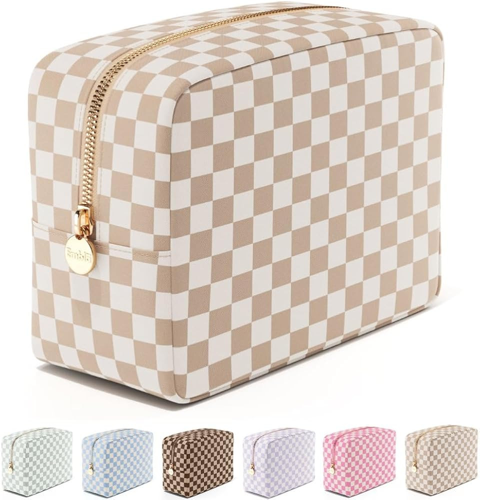 Embla Makeup Bag Travel Cosmetics Pouch and Toiletry Bag, Nylon Zipper Pouch Purse, Cute Make Up ... | Amazon (US)