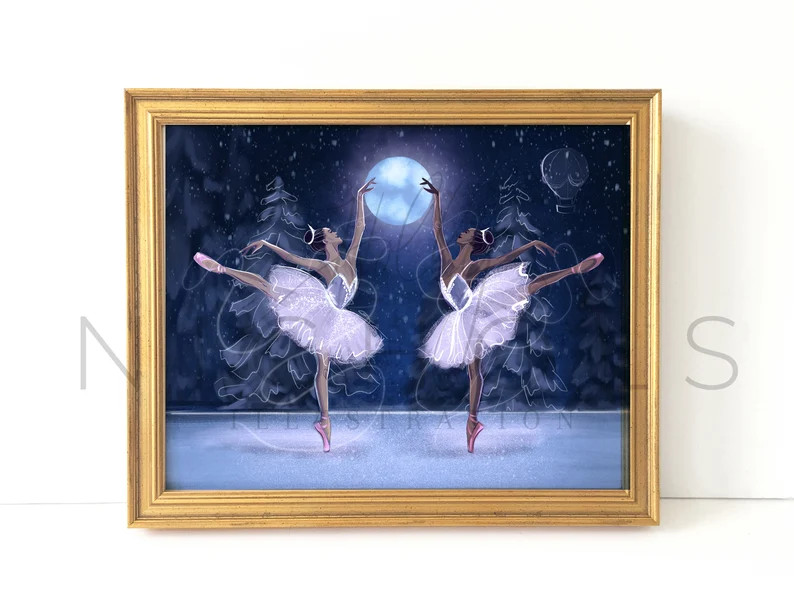 Christmas Ballet nutracker Fashion Illustration Print - Etsy | Etsy (US)