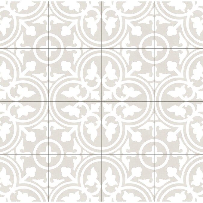 DELLA TORRE Annabelle Gray 8-in x 8-in Glazed Porcelain Encaustic Floor Tile | Lowe's