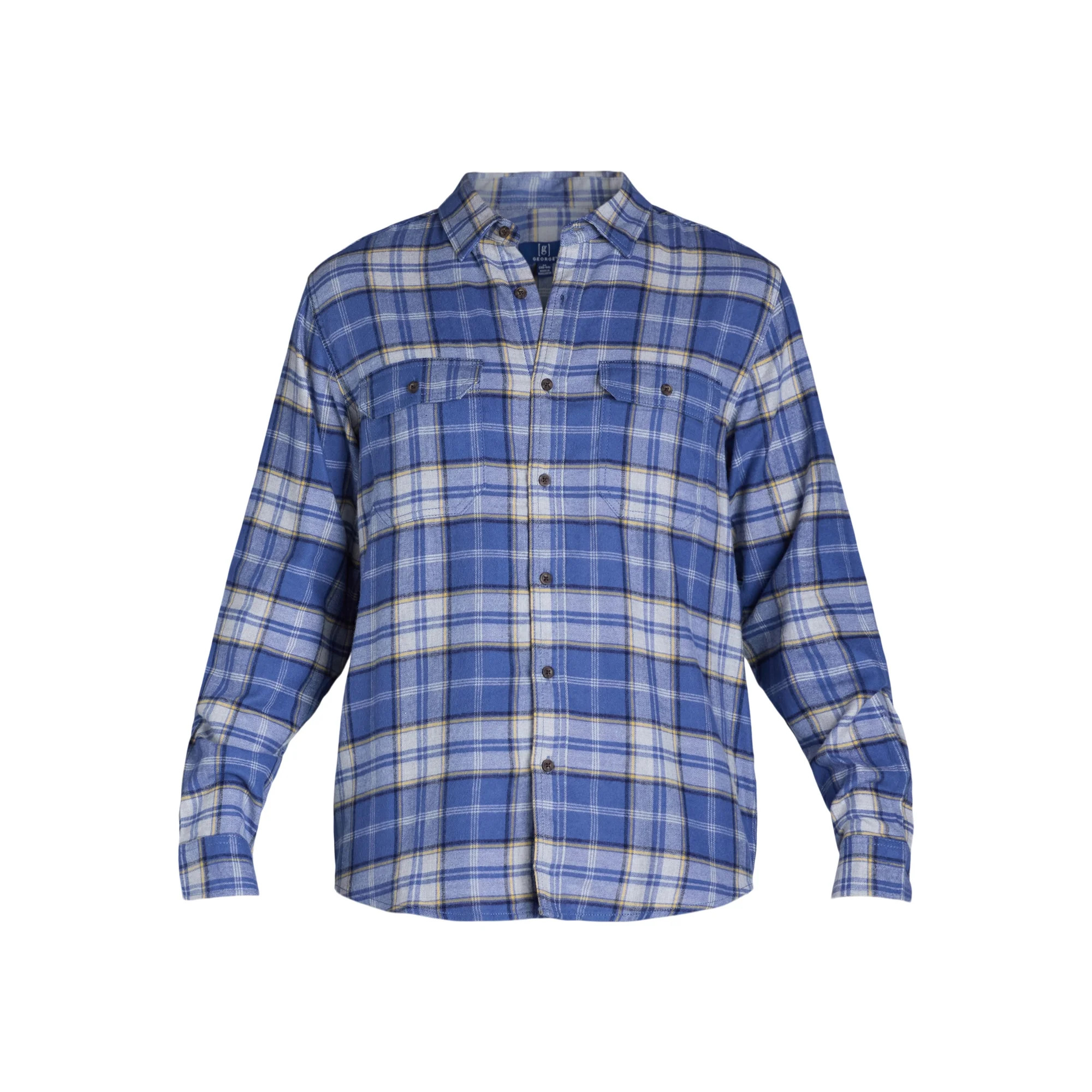 George Men's and Big Men's Flannel Shirt with Long Sleeves, Sizes XS-3XLT | Walmart (US)