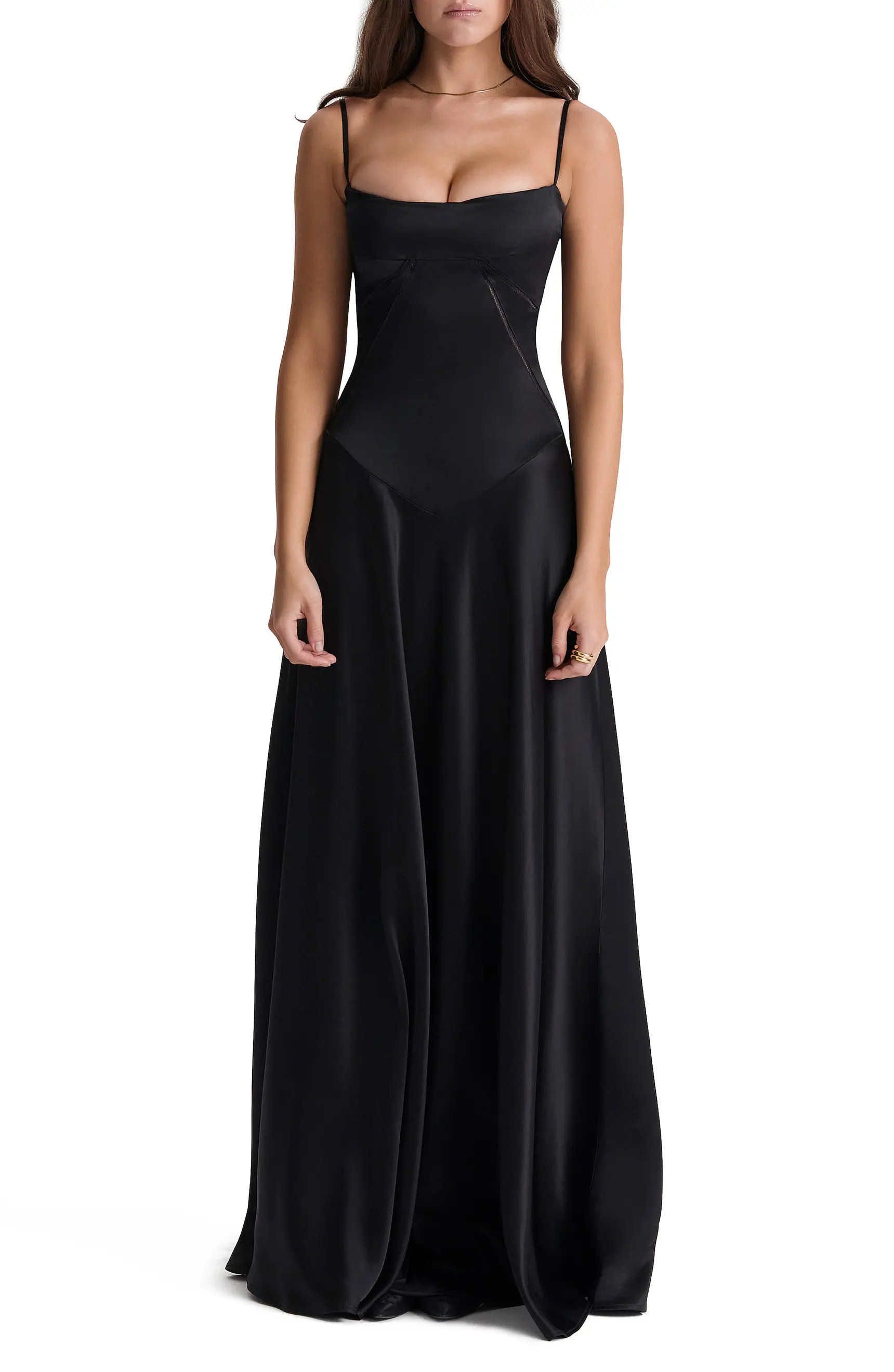 Anabella Lace-Up Satin Gown | Nordstrom