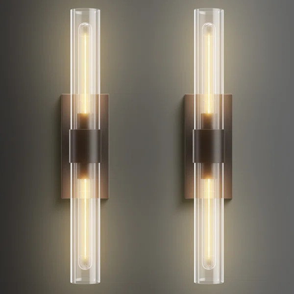Fabrianna Brass Glass Wall Light (Set of 2) | Wayfair North America