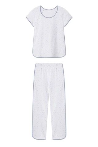 Pima Short-Long Set in Blue Snowflake | Lake Pajamas