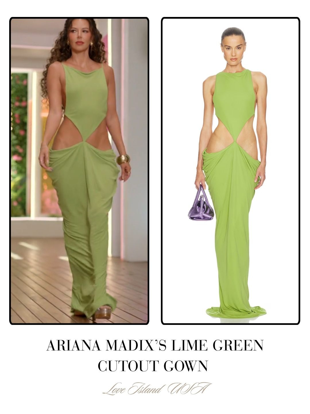 Ariana Madix's Lime Green Cutout Gown on Love Island Season 8 Episode 27 

 