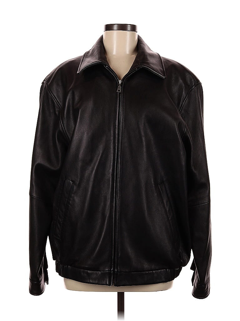 Jos. A. Bank Leather Jacket: Black Jackets & Outerwear - Size Medium | ThredUp