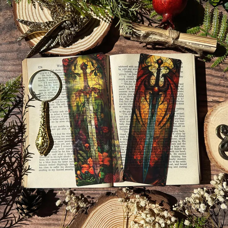 Botanical Sword Stained Glass Bookmarks transparent Clear Bookmark, Stained Glass Cottagecore, Bo... | Etsy (US)