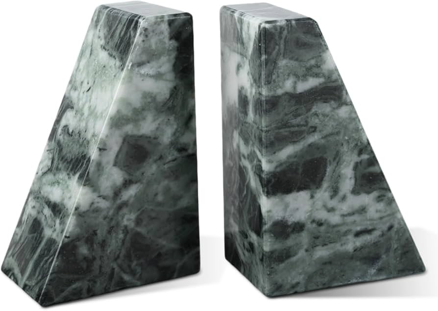 Karibiber Marble Bookends for Heavy Books, Decorative Bookends for Shelves, Green Stone Book Ends... | Amazon (US)