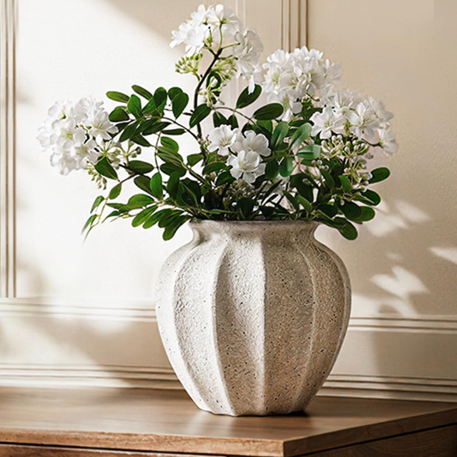 LE TAUCI 9.3" Ceramic Vase, Artisan Large White Ceramic Vase for Modern Farmhouse Home Decor, Sub... | Amazon (US)
