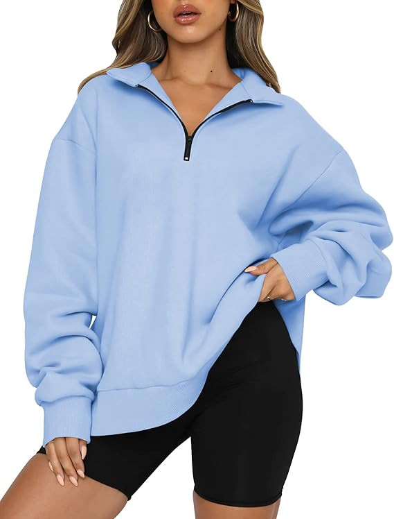 Trendy Queen Womens Oversized Sweatshirts Fall Fashion Hoodies Half Zip Pullover Long Sleeve Shir... | Amazon (US)