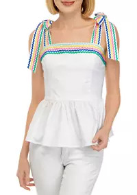 Women's Sleeveless Ric Rac Peplum Top | Belk
