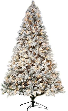 Hykolity 7.5 ft Snow Flocked Christmas Tree, Artificial Christmas Tree with Pine Cones, 500 Warm ... | Amazon (US)