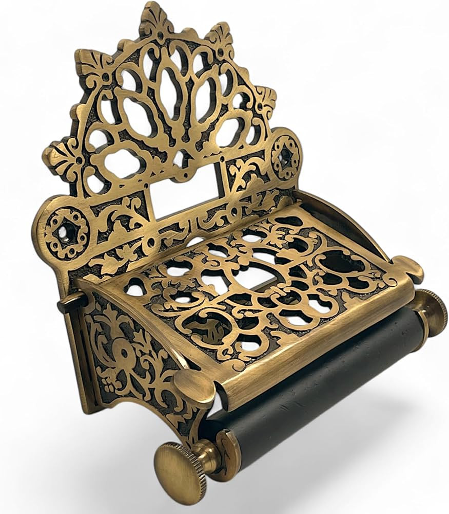 STYLENT Decor Antique Brass Victorian Toilet Paper Holder, Decorative Solid Vintage Golden Tissue... | Amazon (US)