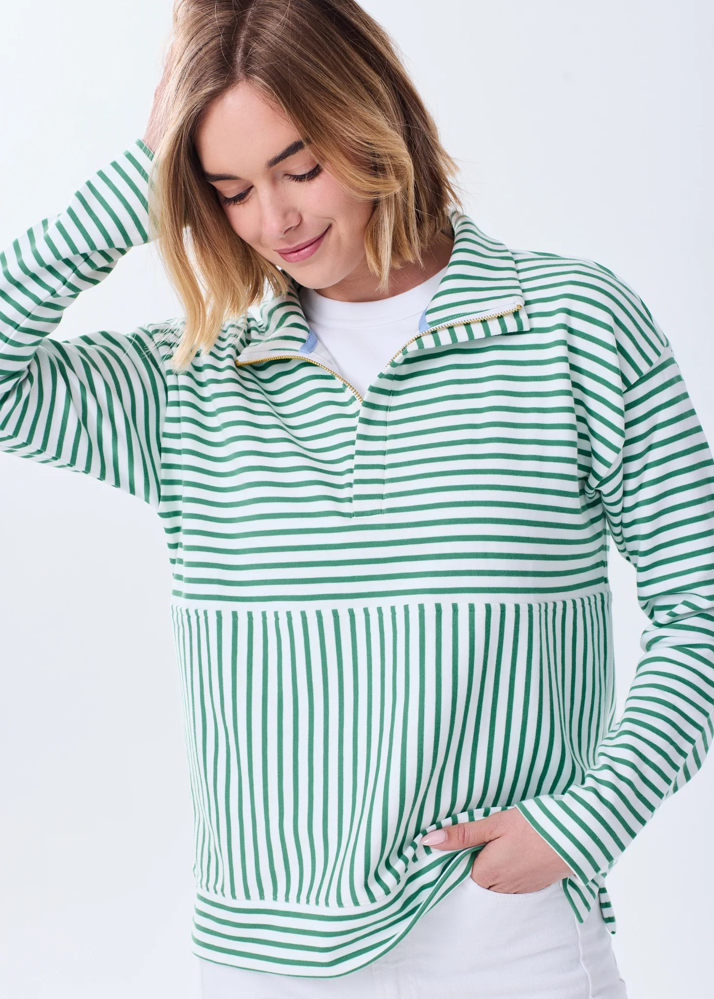 The Zip-Up Sweatshirt - Striped | Alice Walk