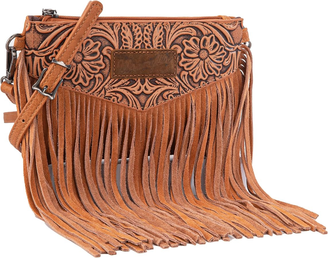 Wrangler Crossbody Small Purse for Women Wristlet Fringe Bag Western Purse | Amazon (US)