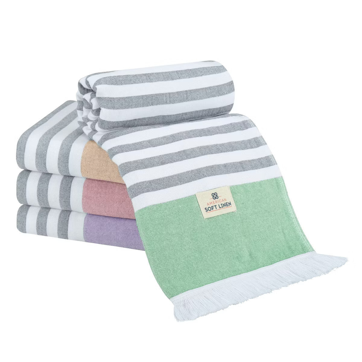 American Soft Linen 100% Cotton Turkish Peshtemal Beach Towels, 35"x60" Size 4 Pack Swim Towels f... | Target