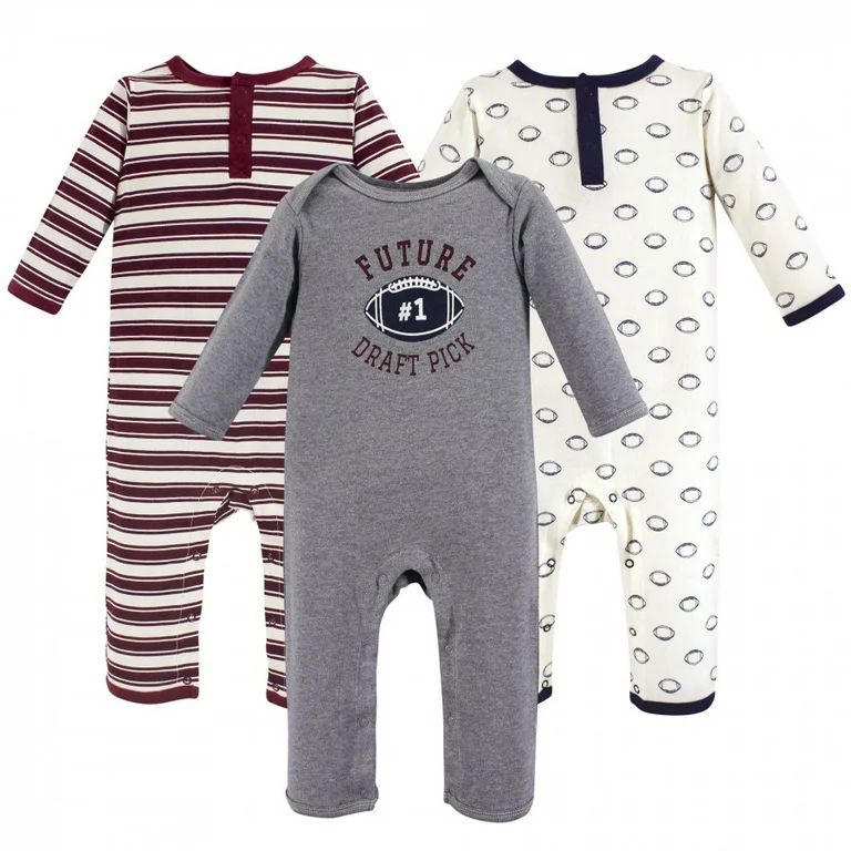 Hudson Baby Infant Boy Cotton Coveralls 3pk, Football, 9-12 Months | Walmart (US)