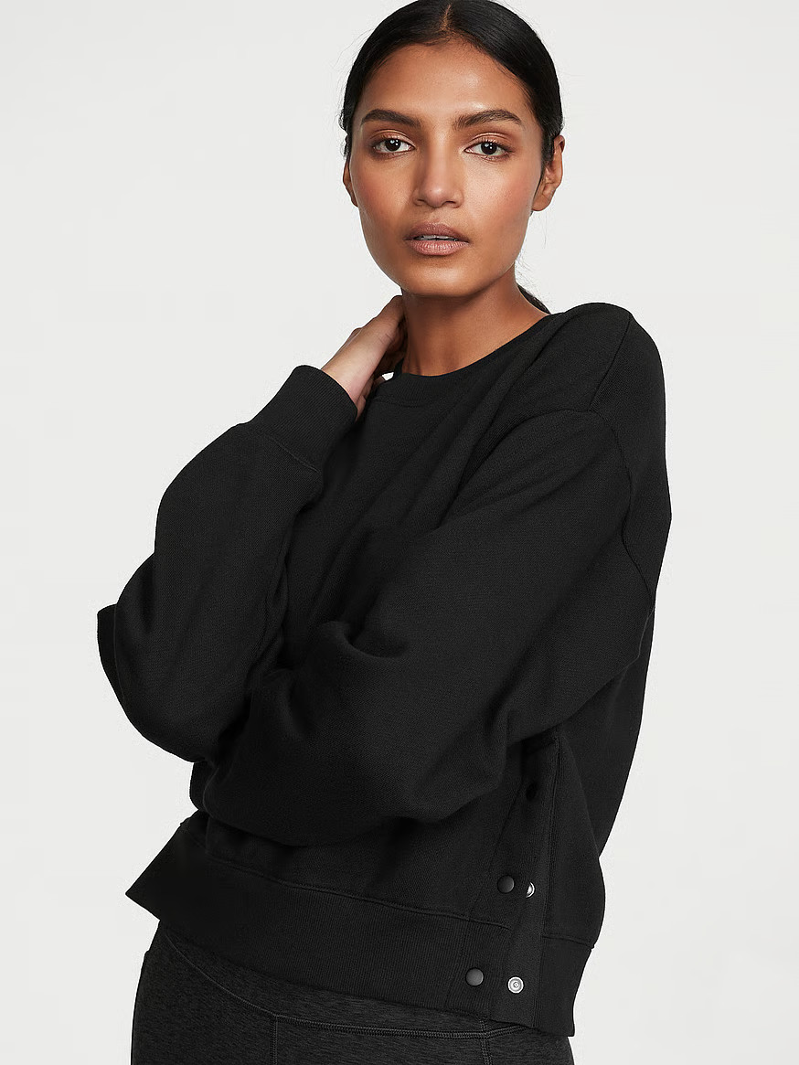 Buy Cotton Fleece Oversize Snap Crewneck - Order Hoodies & Sweatshirts online 1124150200 - Victor... | Victoria's Secret (US / CA )