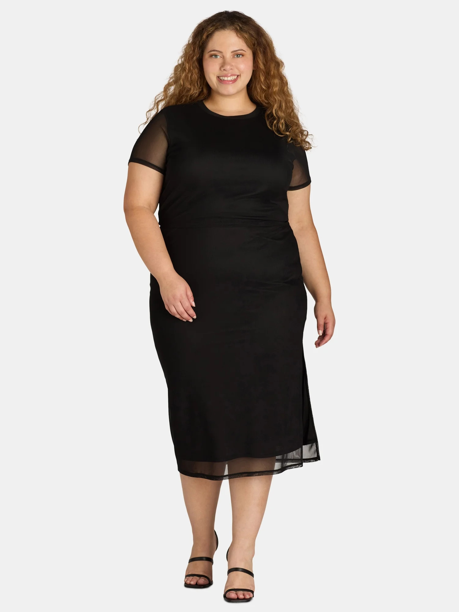 No Boundaries Mesh Top and Skirt Set, 2-Piece, Women’s and Women’s Plus | Walmart (US)