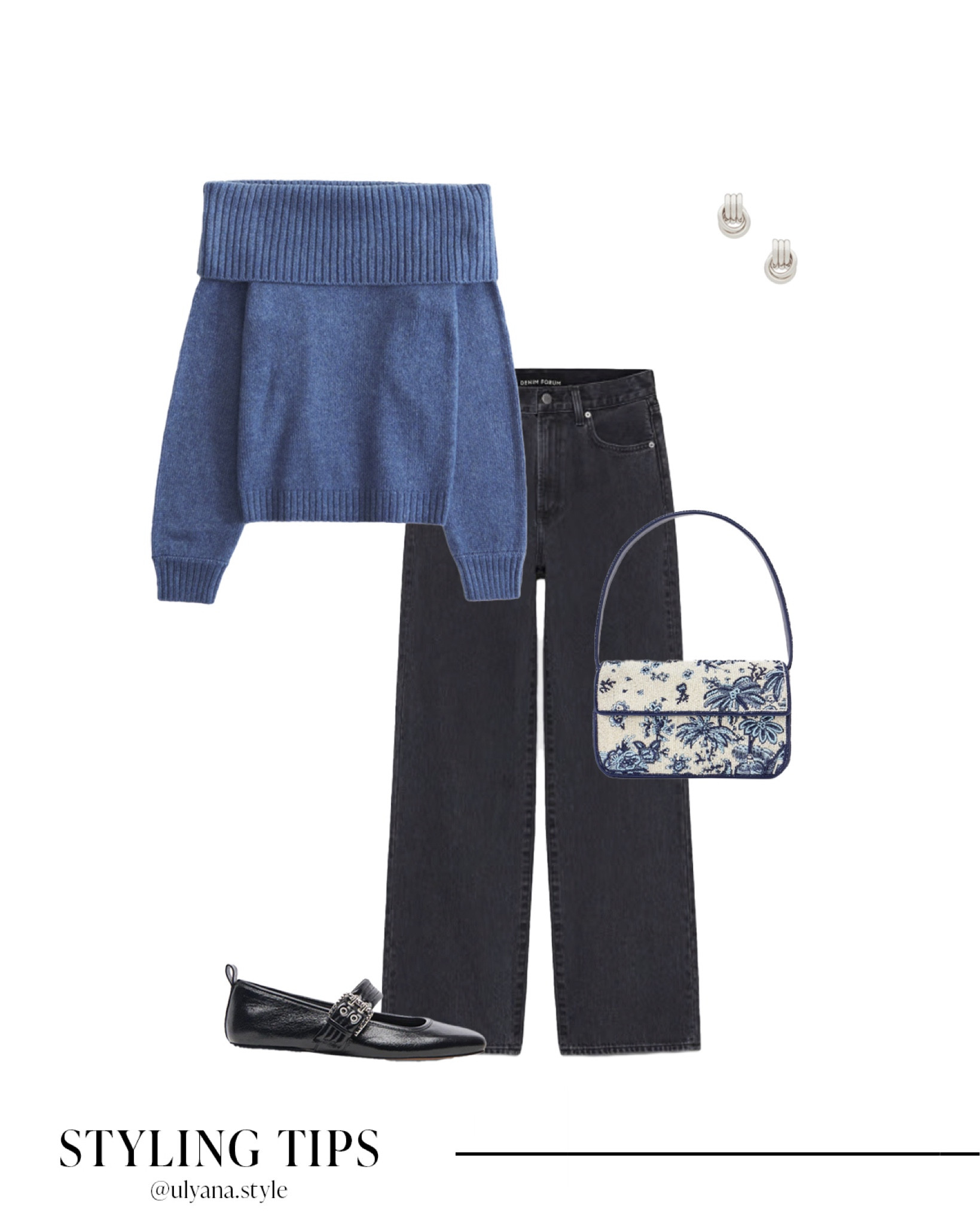 Cozy up this fall in an off the shoulder sweater, black jeans, and cute Mary Jane ballet flats. Complete the look with a beaded shoulder bag and studded earrings for a touch of charm. Perfect for brunch, a day out, or cozy weekend plans! 
.
.
.
.
.
Fall outfits | fall shoes | fall fashion | sweater and jeans | blue sweater | holiday sweater | black jeans outfit | fall jeans | date night outfit jeans | black ballet flats | fall bags | date night tops | casual fall outfit 

#LTKSeasonal #LTKHoliday #LTKU #LTKSaleAlert #LTKGiftGuide #LTKWorkwear #LTKTravel #LTKShoeCrush #LTKItBag 

#LTKStyleTip #LTKFindsUnder50 #LTKFindsUnder100