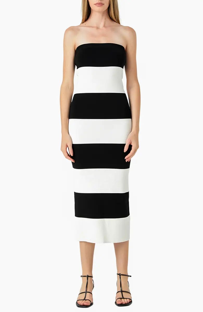 Endless Rose Stripe Strapless Tube Midi Dress | Nordstrom | Nordstrom