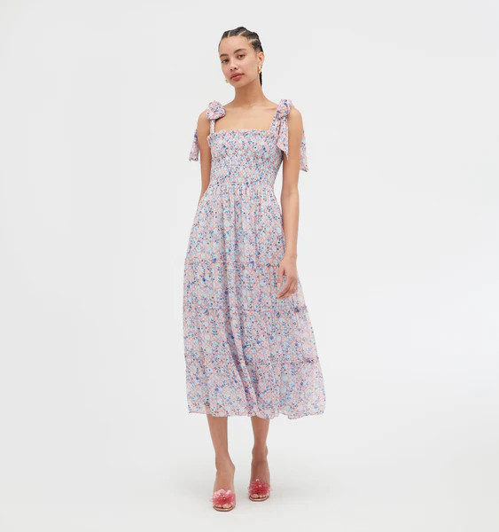 The Ribbon Ellie Nap Dress - Pink Basketweave Vine | Hill House Home UK