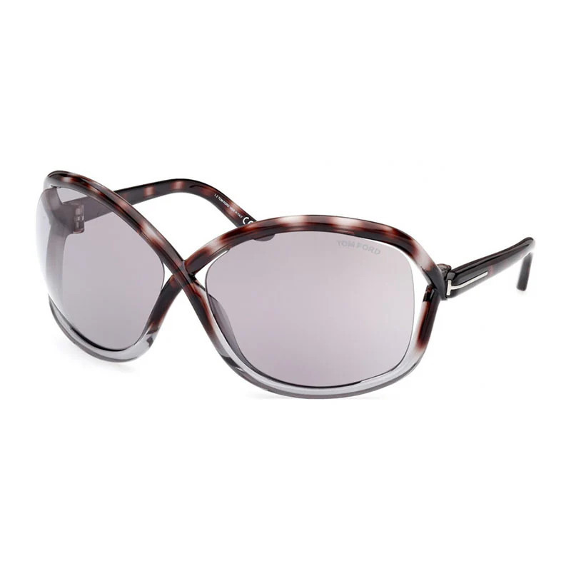 Tom Ford Sunglasses Geometric Semi Rim, Shiny Black Frame And Smoke Lens Ft106801A | Shop Simon