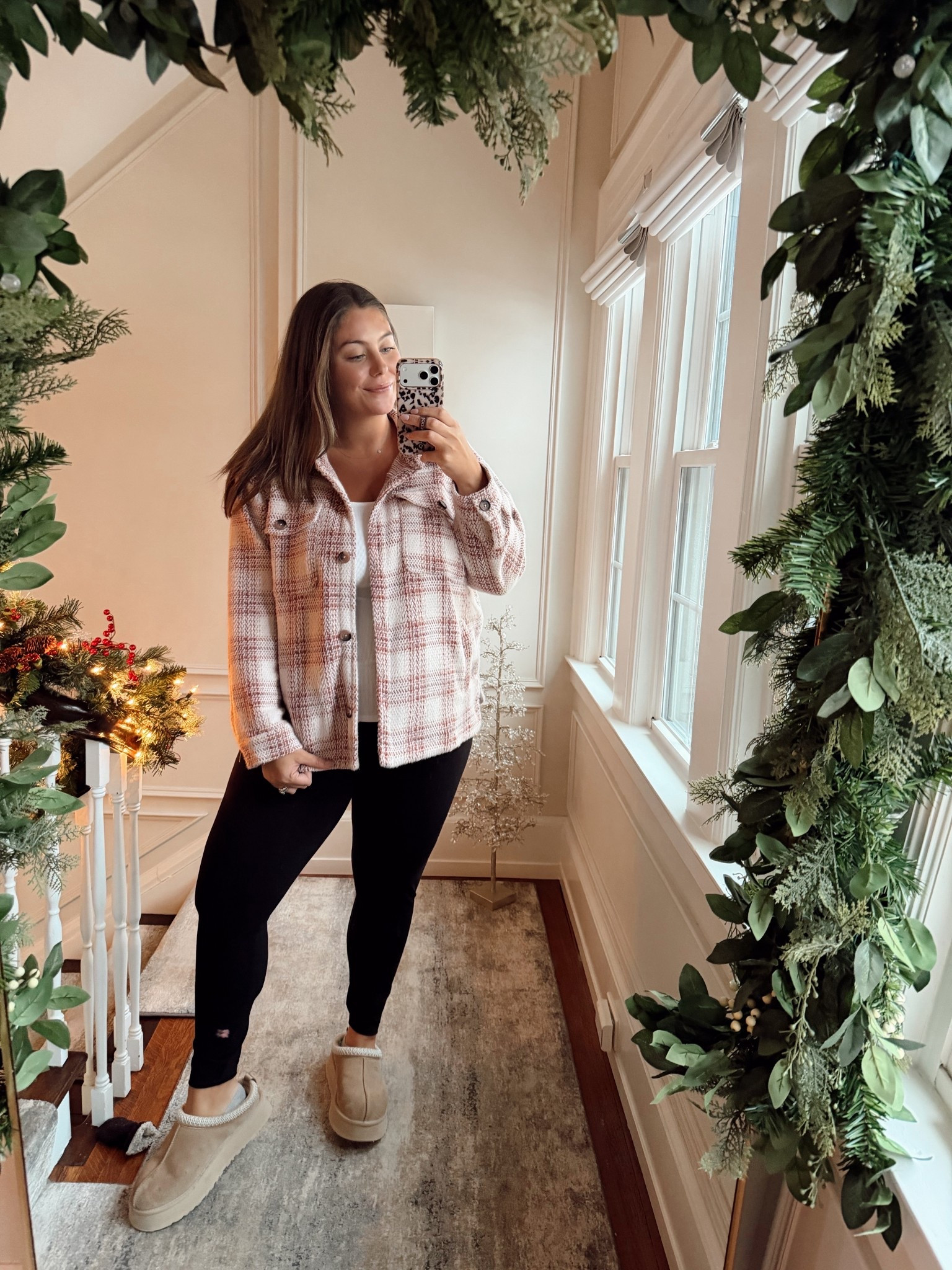 Winter outfit! Wearing size 1X in shirt jacket, XL in leggings, XL in tank. 

#LTKSeasonal #LTKMidsize #LTKmomlife