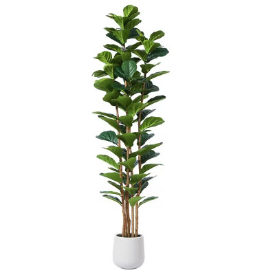 DR.Planzen 7FT Artificial Fiddle Leaf Fig Tree with Realistic Leaves and Natural Trunk, Silk Faux Potted Tree for Home Decor | Target