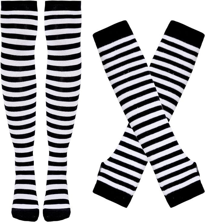 Tongcloud Women's Striped Knee High Socks, Over Knee Thigh High Socks, Arm Warmer and Fingerless ... | Amazon (US)