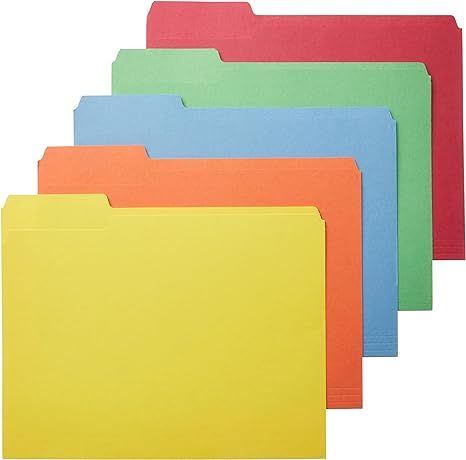Amazon Basics AMZ401 File Folders - Letter Size (100 Pack) – Assorted Colors | Amazon (US)