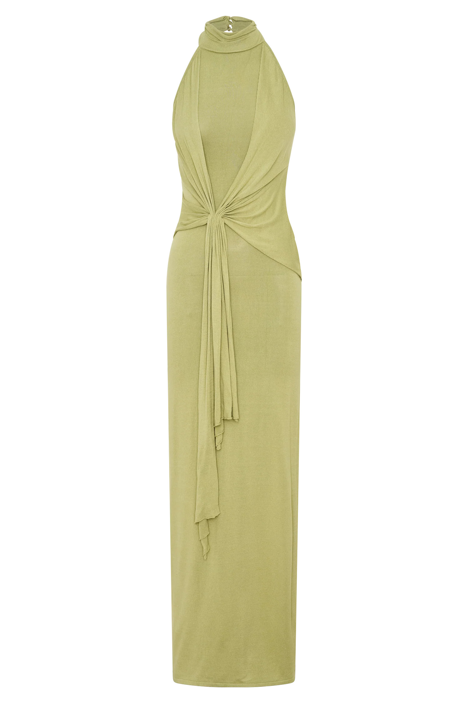 Halter Knit Maxi Dress - Light Olive | MESHKI US