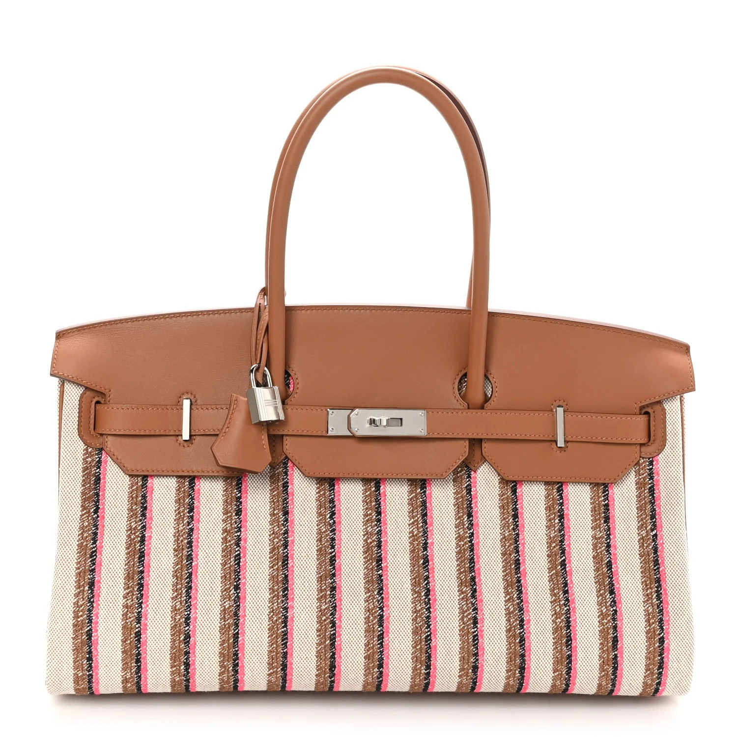 Toile Swift Broderie Shoulder Birkin Light 39 Gold Fauve Rose Pop Black | FASHIONPHILE (US)
