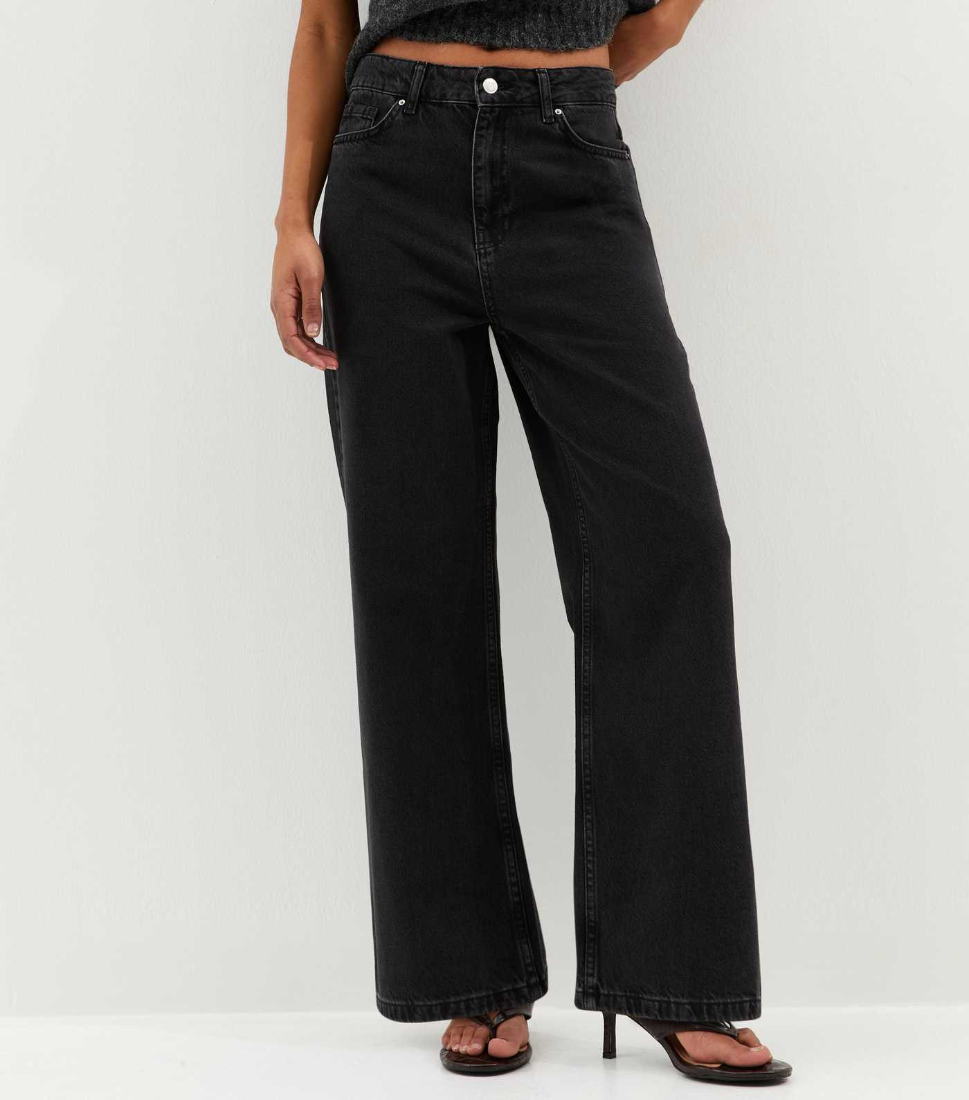 Washed Black Adalae High-Waist Wide Leg Jeans | New Look | New Look (UK)