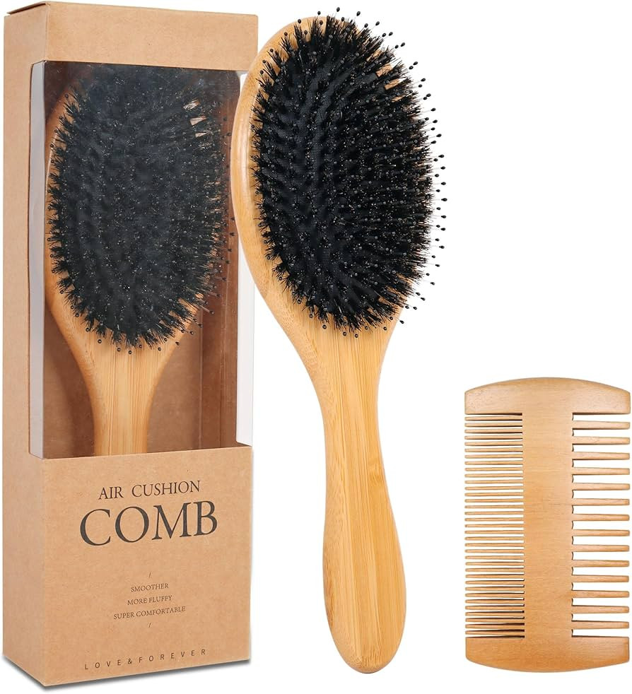 OWIIZI Boar Bristle Hair Brush for Women & Mens Natural Boar Bristle Brush Bamboo Detangler Brush... | Amazon (US)