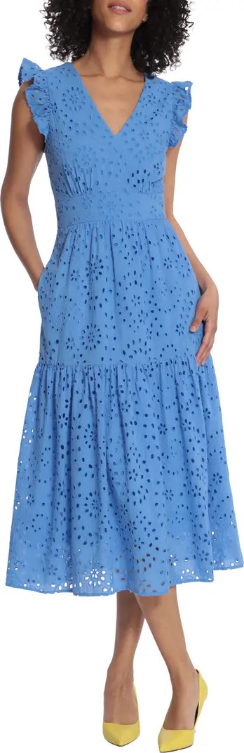 Cotton Eyelet Tiered Midi Dress | Nordstrom