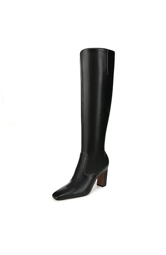 Franco Sarto Womens Bowman Square Toe Knee High Boot Black Stretch 9.5 W | Amazon (US)