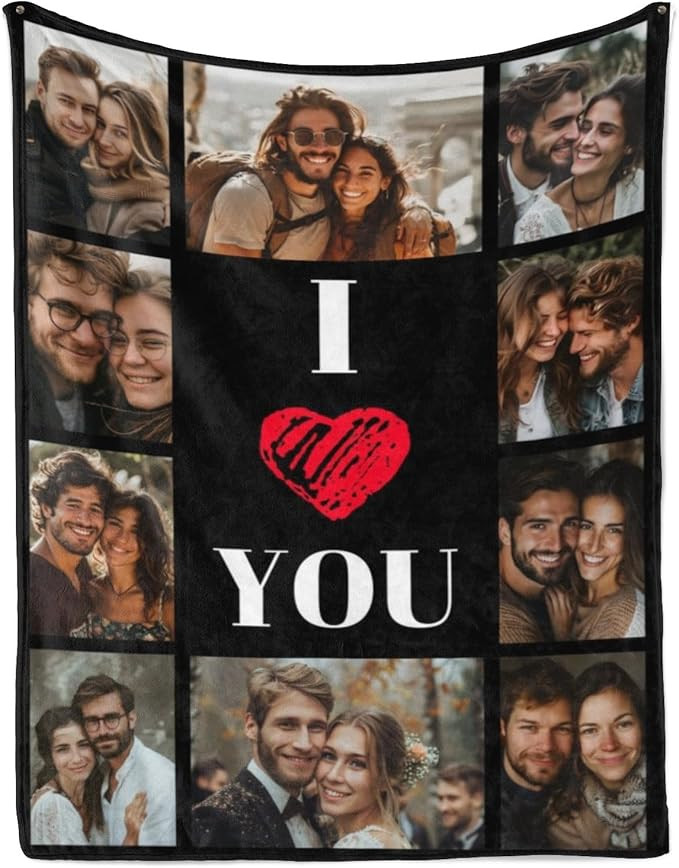 Gifts for Girlfriend Boyfriend Custom Photo Blanket for Couples Gifts, Personalized Picture Blank... | Amazon (US)