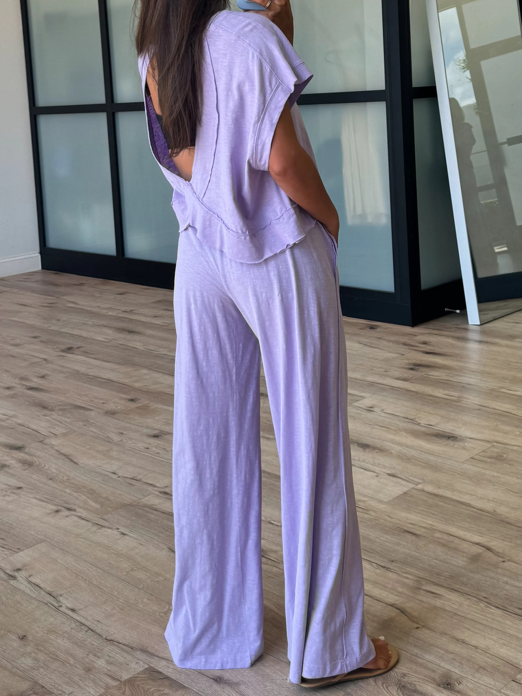 Cotton Slub Open Back Tee | Lavender | Talulah