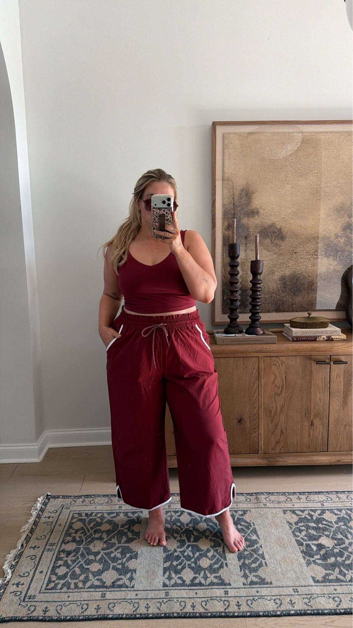 Wearing a size XL in both!