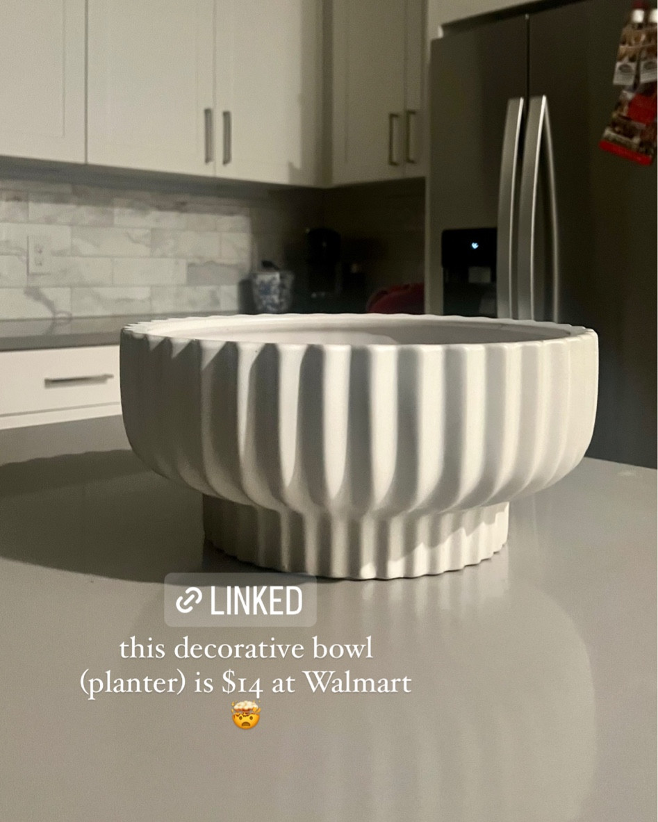 $14 at Walmart! 

Walmart planters. Walmart decorative bowl. Walmart home decor. Kitchen finds. Home finds. Ribbed bowl. Fruit bowl. Kitchen island bowl. Affordable kitchen decor. 

#LTKhome #LTKunder50 #LTKstyletip