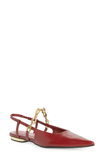 Open Edit Olympia Snakeskin Embossed Slingback Flat in Red Dahlia at Nordstrom Rack, Size 8 | Nordstrom Rack