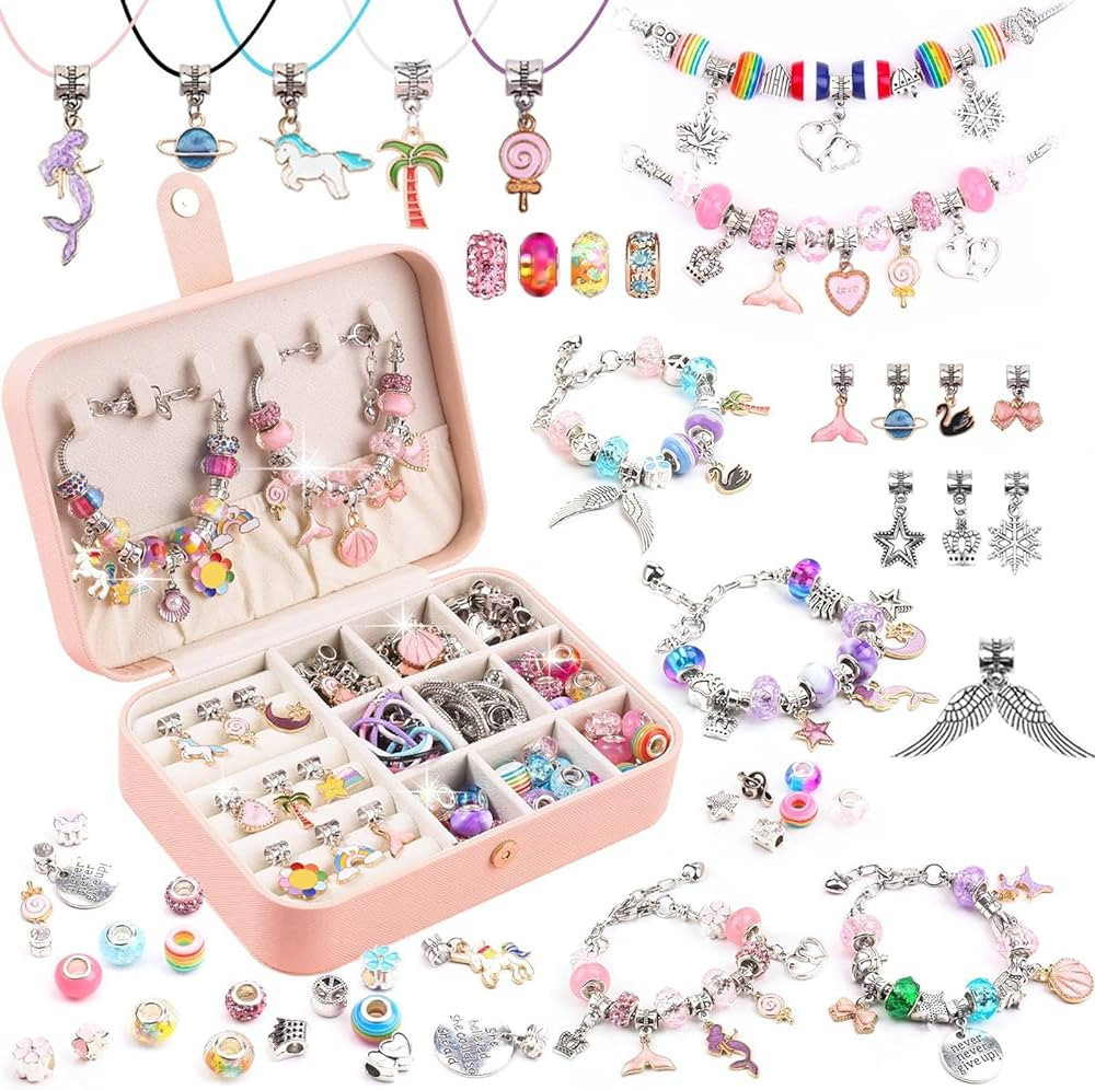 UFU Charm Bracelet Making Kit - Girls 120 Pcs DIY Beaded Jewelry Kit, Unicorn & Mermaid Gifts for... | Amazon (US)